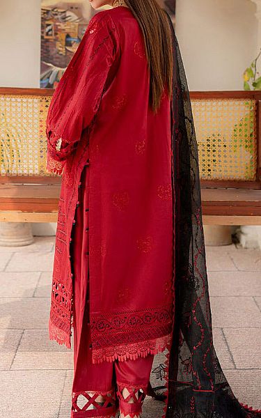 Marjjan Red Linen Suit | Pakistani Winter Dresses- Image 2