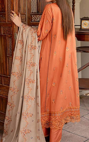Marjjan Safety Orange Linen Suit | Pakistani Winter Dresses- Image 2