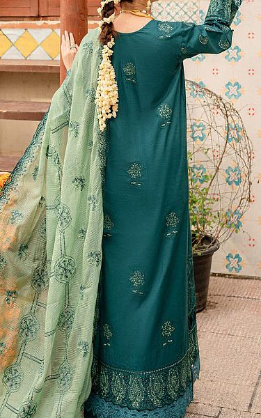 Marjjan Teal Linen Suit | Pakistani Winter Dresses- Image 2