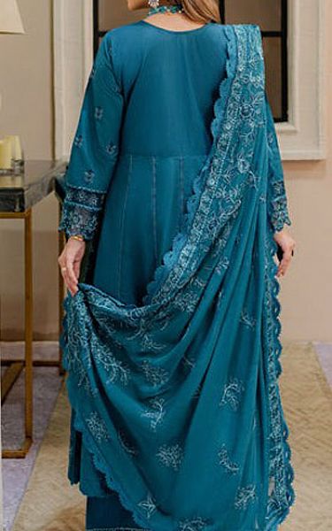 Marjjan Teal Blue Karandi Suit | Pakistani Winter Dresses- Image 2