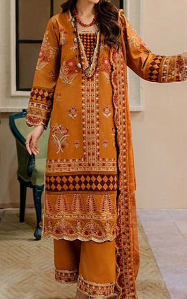 Marjjan Safety Orange Karandi Suit | Pakistani Winter Dresses- Image 1