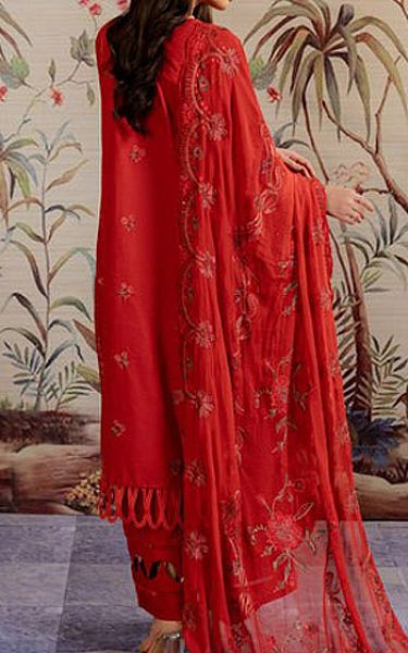 Marjjan Vermillion Red Karandi Suit | Pakistani Winter Dresses- Image 2