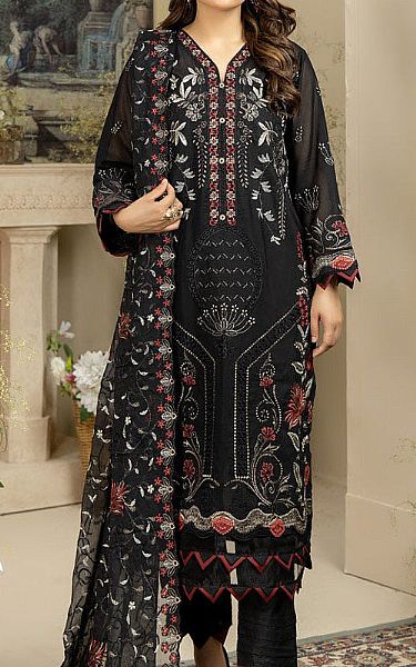 Marjjan Black Swiss Voil Suit | Pakistani Lawn Suits- Image 1