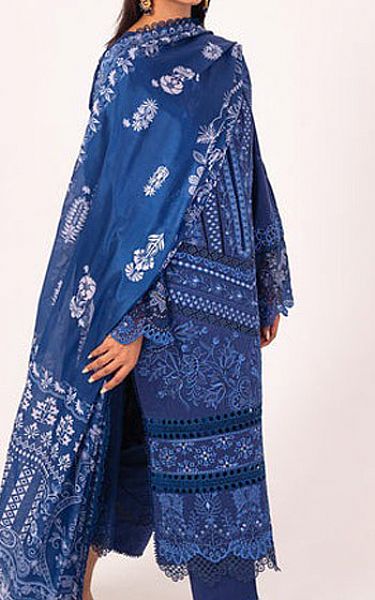 Marjjan Denim Blue Silk Suit | Pakistani Winter Dresses- Image 2