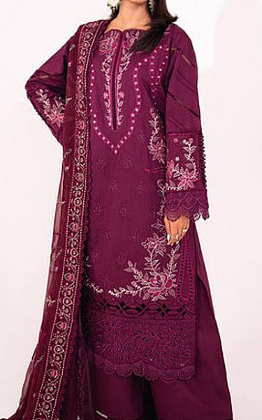 Marjjan Egg Plant Silk Suit | Pakistani Winter Dresses- Image 1