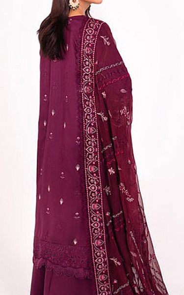 Marjjan Egg Plant Silk Suit | Pakistani Winter Dresses- Image 2