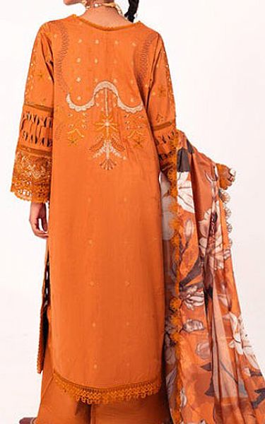 Marjjan Safety Orange Silk Suit | Pakistani Winter Dresses- Image 2