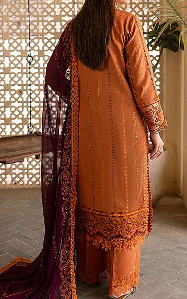 Marjjan Bright Orange Viscose Suit | Pakistani Winter Dresses in USA- Image 2