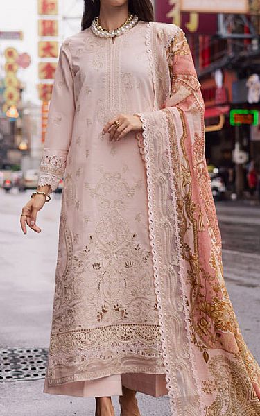 Marjjan Oyster Pink Lawn Suit | Pakistani Lawn Dress in USA- Image 1