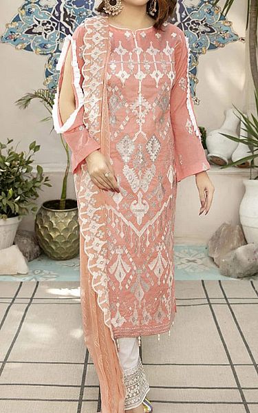 Marjjan Tea Pink Lawn Suit | Pakistani Dresses in USA- Image 1