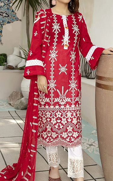 Marjjan Scarlet Lawn Suit | Pakistani Dresses in USA- Image 1