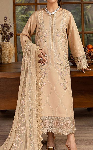 Marjjan Tan Lawn Suit | Pakistani Lawn Dress in USA- Image 1