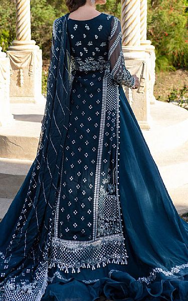 Marjjan Deep Sea Blue Chiffon Suit | Pakistani Embroidered Chiffon Dresses USA- Image 2