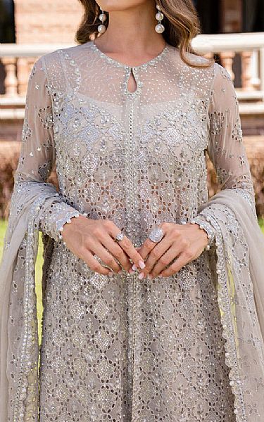 Marjjan Grey Chiffon Suit | Pakistani Embroidered Chiffon Dresses USA- Image 3