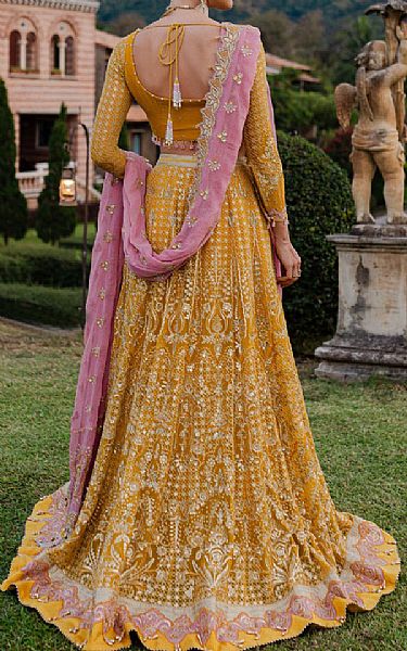 Marjjan Mustard Chiffon Suit | Pakistani Embroidered Chiffon Dresses USA- Image 2