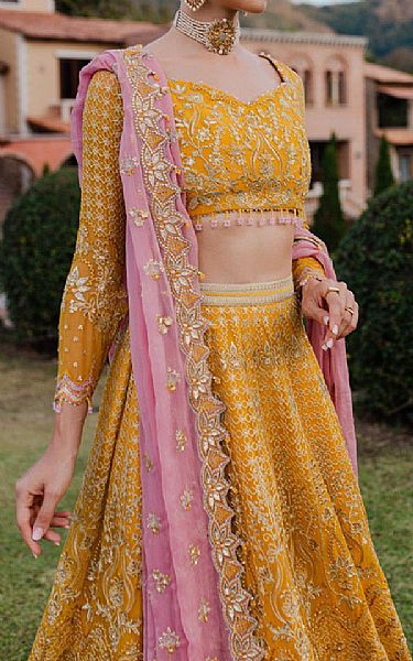 Marjjan Mustard Chiffon Suit | Pakistani Embroidered Chiffon Dresses USA- Image 3