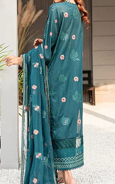 Marjjan Teal Karandi Suit | Pakistani Winter Dresses- Image 2