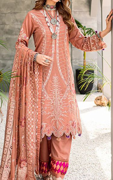 Marjjan Tea Pink Karandi Suit | Pakistani Dresses in USA- Image 1