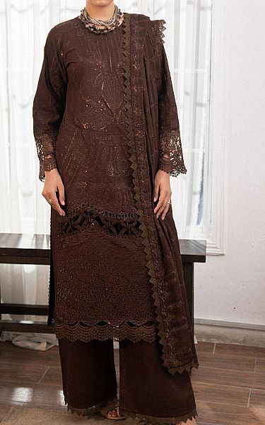 Marjjan Chocolate Lawn Suit | Pakistani Lawn Suits- Image 1