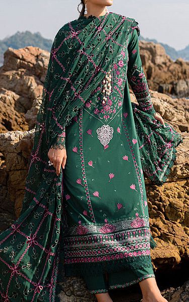 Marjjan Green Lawn Suit | Pakistani Lawn Dress in USA- Image 1