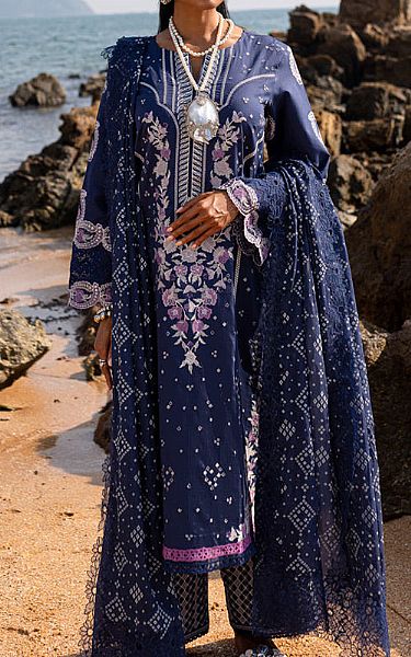 Marjjan Denim Blue Lawn Suit | Pakistani Lawn Dress in USA- Image 1