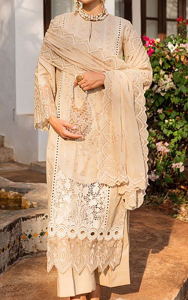 Marjjan Tan Lawn Suit | Pakistani Lawn Dress in USA- Image 1