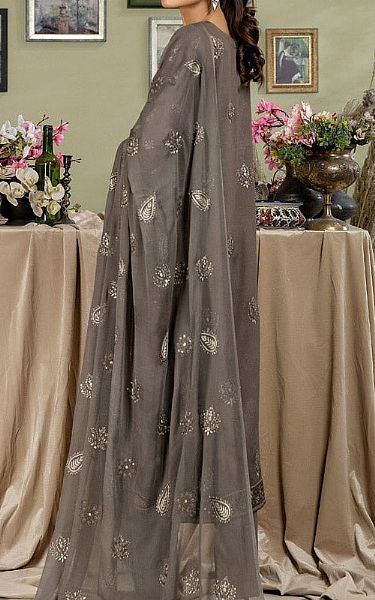 Marjjan Dark Gray Linen Suit | Pakistani Winter Dresses- Image 2