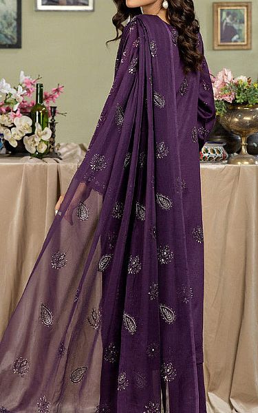 Marjjan Purple Linen Suit | Pakistani Winter Dresses- Image 2