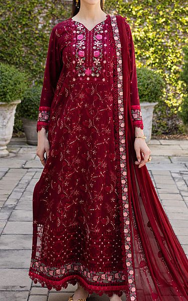 Marjjan Wine Red Lawn Suit | Pakistani Lawn Dress in USA- Image 1