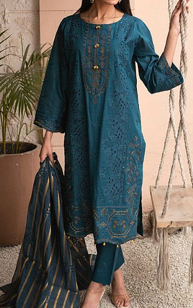Marjjan Teal Lawn Suit | Pakistani Lawn Suits- Image 1