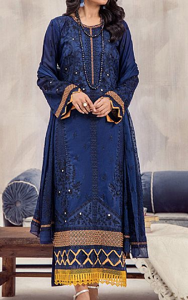 Marjjan Navy Blue Lawn Suit | Pakistani Lawn Dress in USA- Image 1
