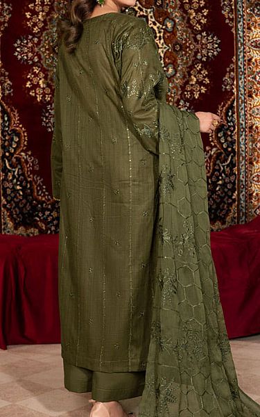 Marjjan Olive Green Lawn Suit | Pakistani Lawn Dress in USA- Image 2