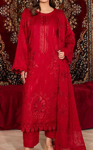 Marjjan Red Lawn Suit | Pakistani Lawn Dress in USA- Image 1