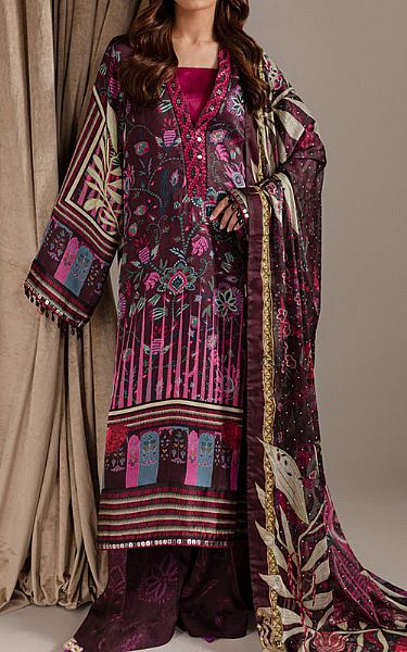 Marjjan Multicolor Raw Silk Suit | Pakistani Embroidered Chiffon Dresses USA- Image 1
