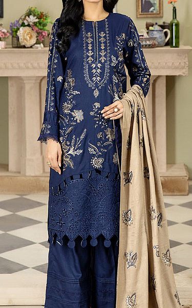 Marjjan Royal Blue Wool Suit | Pakistani Winter Dresses- Image 1