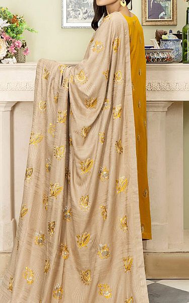 Marjjan Mustard Wool Suit | Pakistani Winter Dresses- Image 2