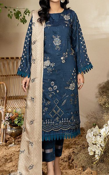 Marjjan Navy Blue Viscose Suit | Pakistani Winter Dresses- Image 1