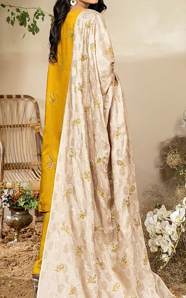Marjjan Golden Yellow Viscose Suit | Pakistani Winter Dresses- Image 2