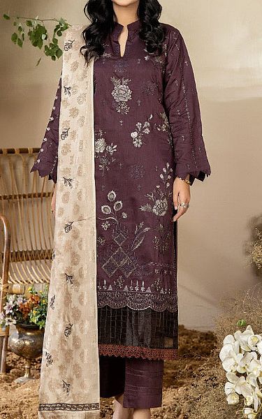 Marjjan Plum Viscose Suit | Pakistani Winter Dresses- Image 1