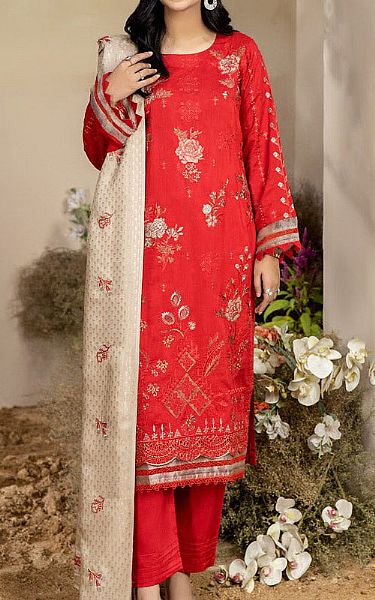Marjjan Red Viscose Suit | Pakistani Winter Dresses- Image 1
