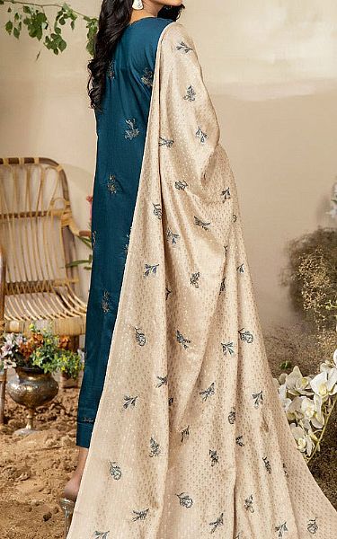 Marjjan Zinc Blue Viscose Suit | Pakistani Winter Dresses- Image 2