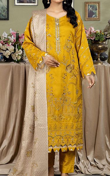Marjjan Mustard Viscose Suit | Pakistani Winter Dresses- Image 1