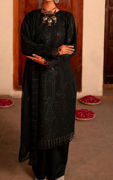 Marjjan Black Viscose Suit | Pakistani Winter Dresses- Image 1