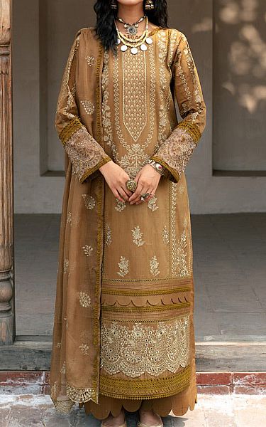 Marjjan Light Brown Viscose Suit | Pakistani Winter Dresses- Image 1