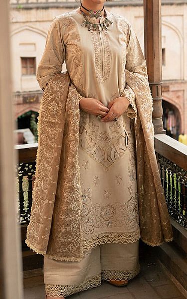 Marjjan Tan Viscose Suit | Pakistani Winter Dresses- Image 1