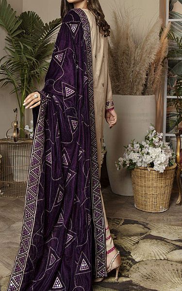 Marjjan Ivory/Indigo Wool Suit | Pakistani Dresses in USA- Image 2