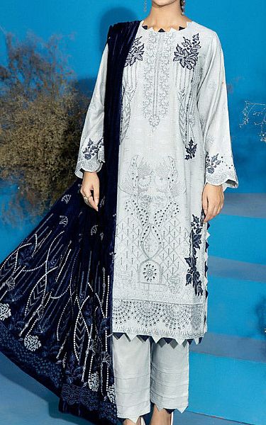 Marjjan Mercury/Blue Wool Suit | Pakistani Winter Dresses- Image 1