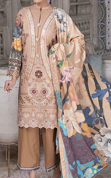 Marjjan Beige/Fawn Wool Suit | Pakistani Dresses in USA- Image 1