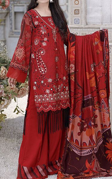 Marjjan Red Wool Suit | Pakistani Dresses in USA- Image 1