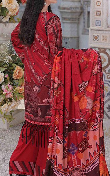 Marjjan Red Wool Suit | Pakistani Dresses in USA- Image 2